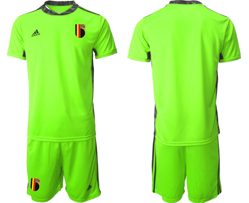 Men 2021 European Cup Belgium Fluorescent green goalkeeper Soccer Jerseys->belgium jersey->Soccer Country Jersey